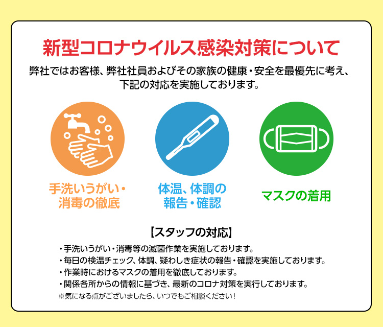 新型コロナウイルス対策実施中